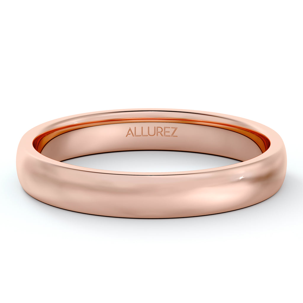 Dome Comfort Fit Wedding Ring Band 18k Rose Gold (3mm)