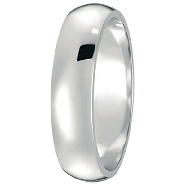 Dome Comfort Fit Wedding Ring Band 18k White Gold (5mm)