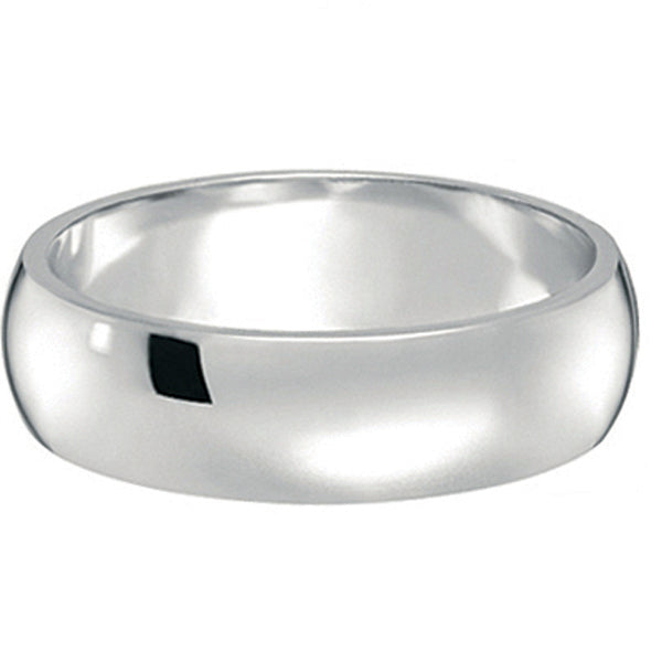 Dome Comfort Fit Wedding Ring Band 18k White Gold (6mm)