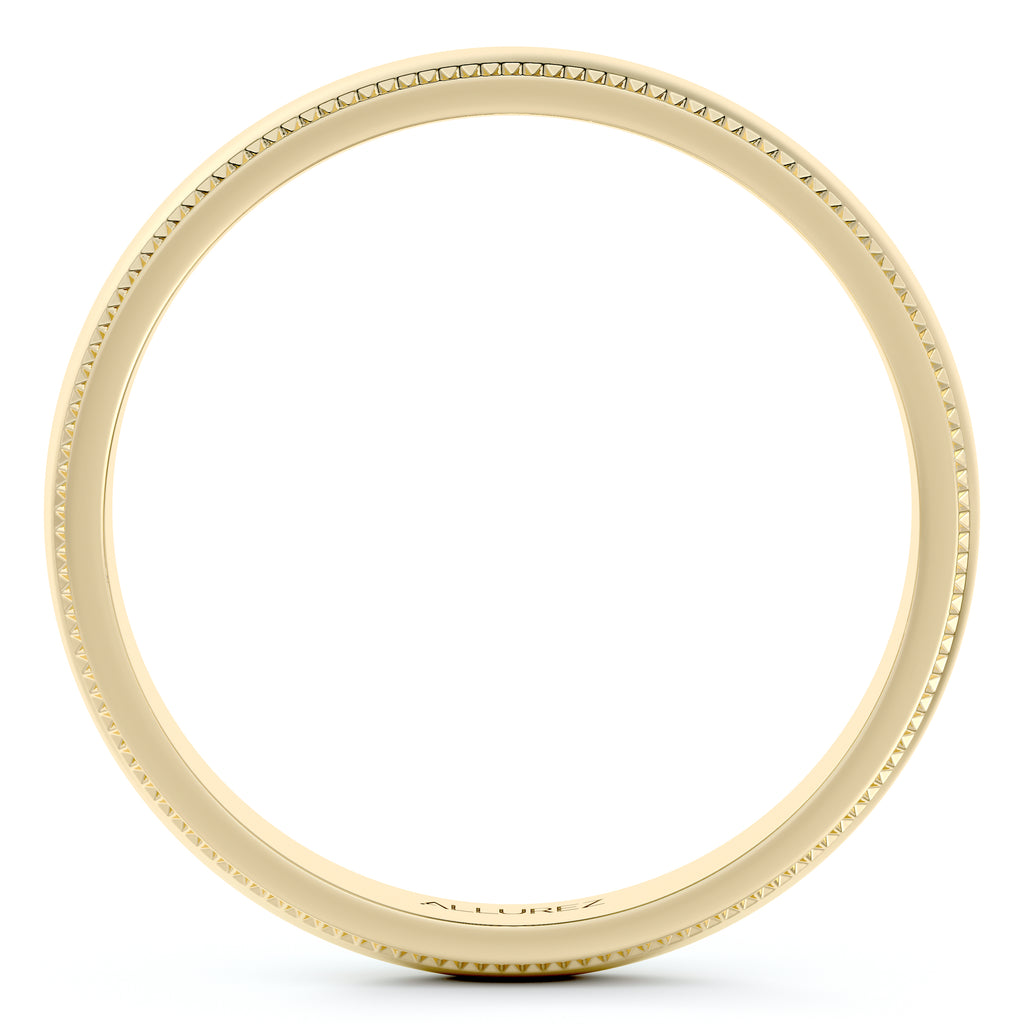 Milgrain Dome Comfort-Fit Thin Wedding Ring Band 18 Yellow Gold (3mm)