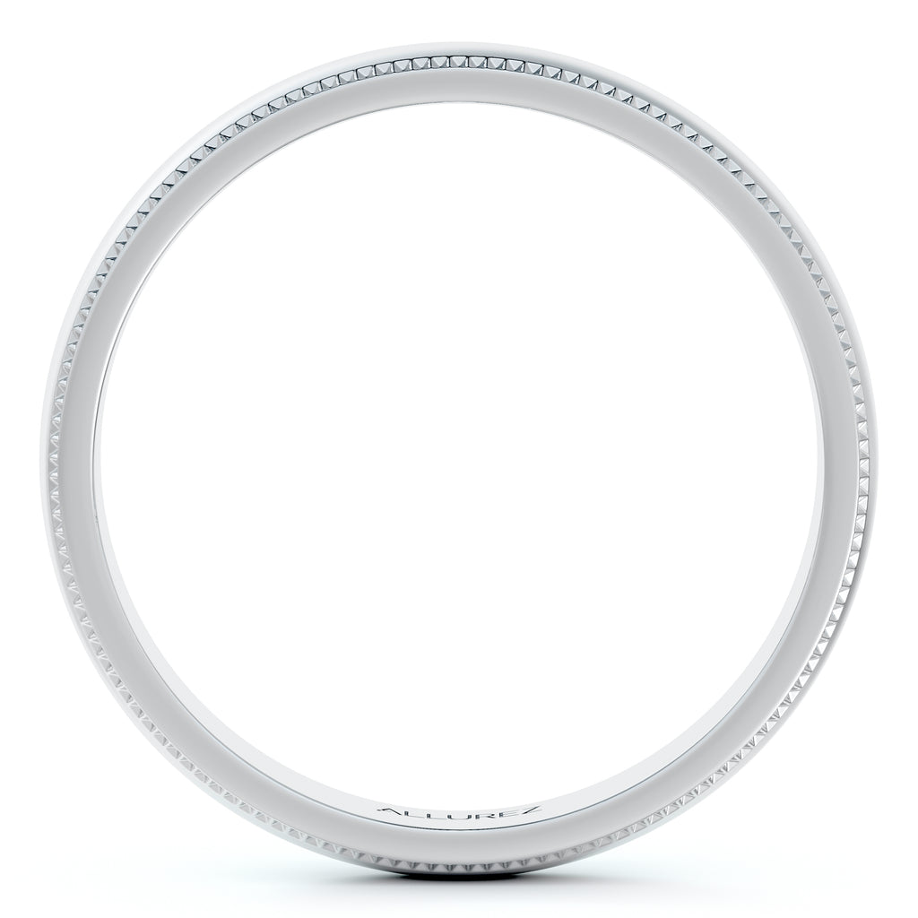 Milgrain Dome Comfort-Fit Thin Wedding Ring Band Palladium (3mm)
