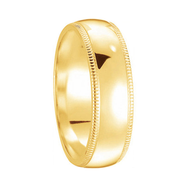 Men's Wedding Band Dome Comfort-Fit Milgrain 14k Yellow Gold (5 mm)