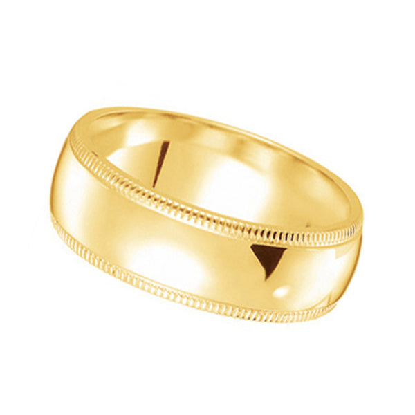 Men's Wedding Ring Dome Comfort-Fit Milgrain 18k Yellow Gold (5 mm)