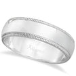 Men's Wedding Band Dome Comfort-Fit Milgrain 18k White Gold (6 mm)