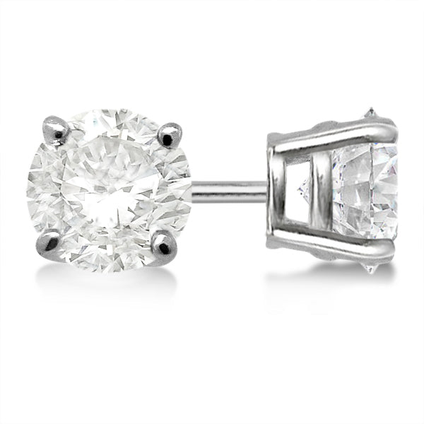 Round Diamond Stud Earrings 4-Prong Basket Setting In Palladium