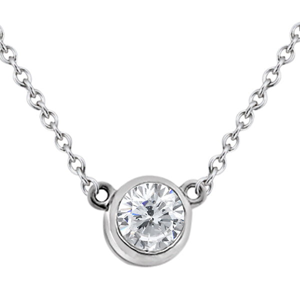 Bezel-Set Solitaire Pendant Setting in 14k White Gold