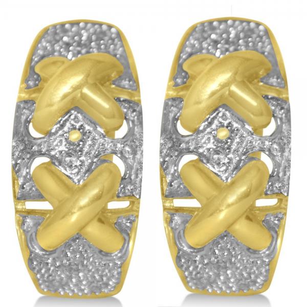 Diamond Accented Huggie Earrings in 14k Yellow Gold (0.17ct)