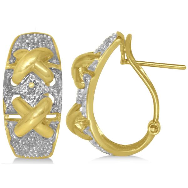 Diamond Accented Huggie Earrings in 14k Yellow Gold (0.17ct)