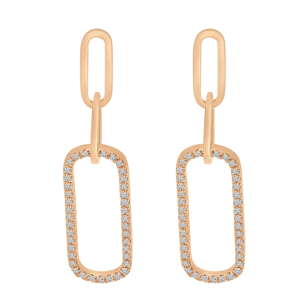Diamond Paperclip Link Earrings 14k Rose Gold (0.20ct)