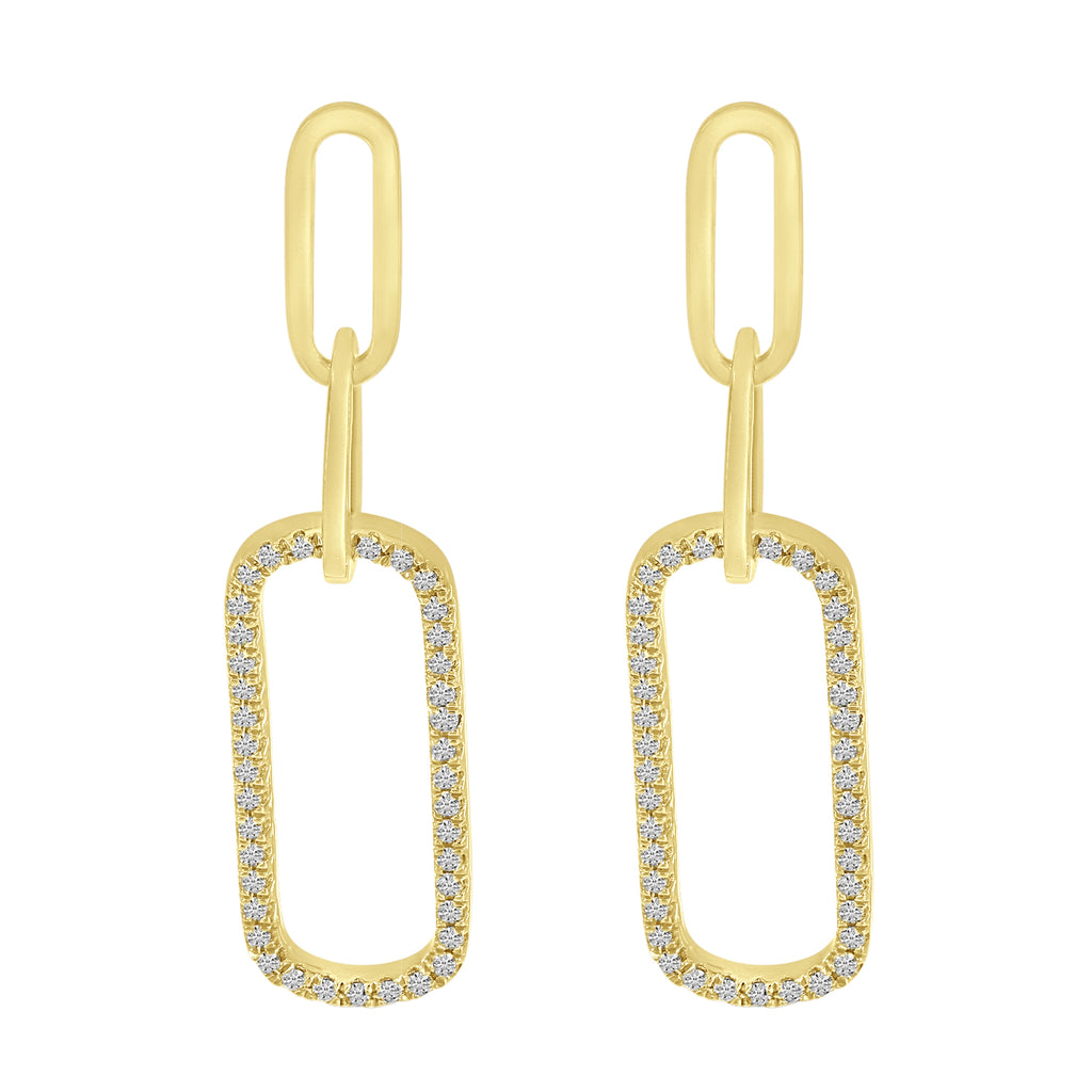 Diamond Paperclip Link Earrings 14k Yellow Gold (0.20ct)