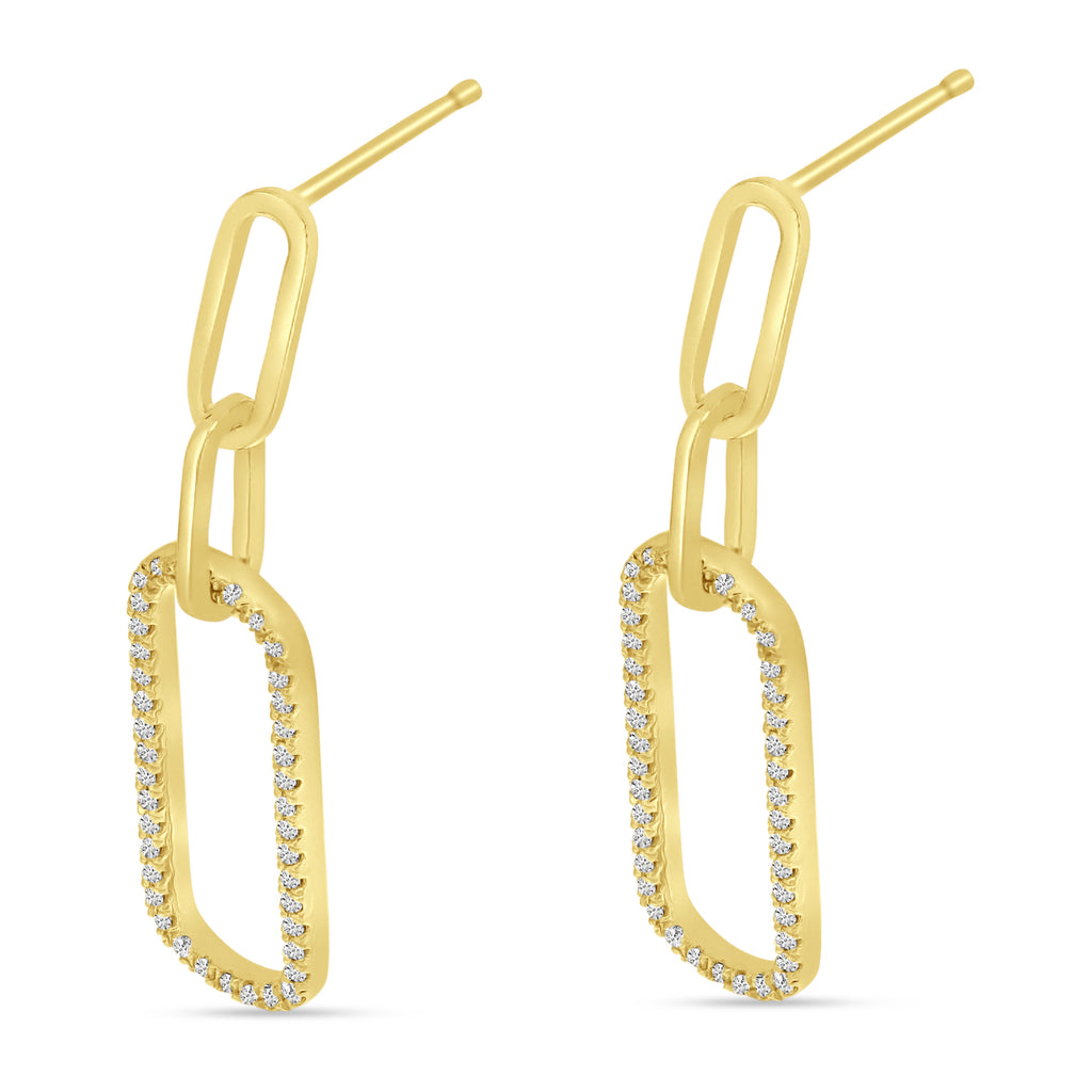 Diamond Paperclip Link Earrings 14k Yellow Gold (0.20ct)