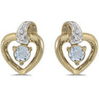 Aquamarine and Diamond Heart Earrings 14k Yellow Gold (0.20ct)