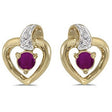 Ruby and Diamond Heart Earrings 14k Yellow Gold (0.30ct)