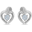 Aquamarine and Diamond Heart Earrings 14k White Gold (0.20ct)