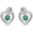 Emerald and Diamond Heart Earrings 14k White Gold (0.20ct)