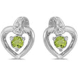 Peridot and Diamond Heart Earrings 14k White Gold (0.28ct)