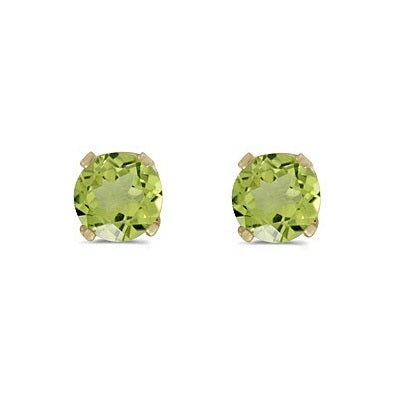 Round Peridot Studs Earrings in 14k Yellow Gold (0.60 ct)