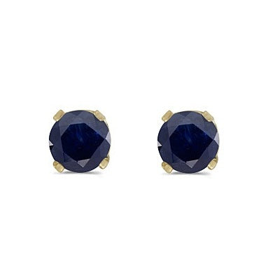 Round Sapphire Stud Earrings in 14k Yellow Gold (4 mm)