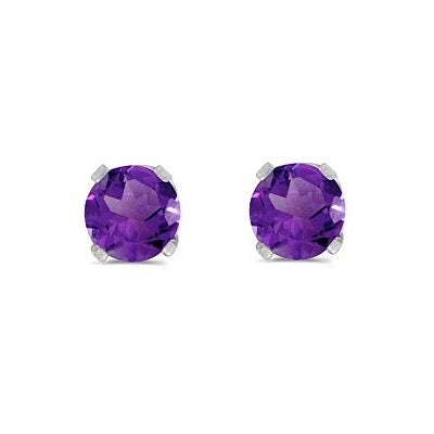 Round Amethyst Studs Earrings in 14k White Gold (0.40ct)