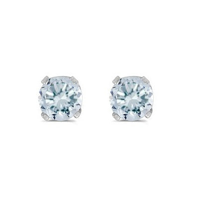 Round Aquamarine Studs Earrings in 14k White Gold (0.46ct)