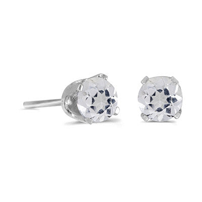 Round White Topaz Stud Earrings in 14k White Gold (0.60ct)