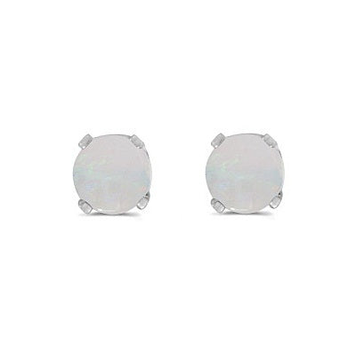 Round Opal Studs Earrings in 14k White Gold (0.60ct)