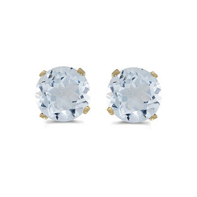0.82ct Aquamarine Stud Earrings March Birthstone 14k Yellow Gold