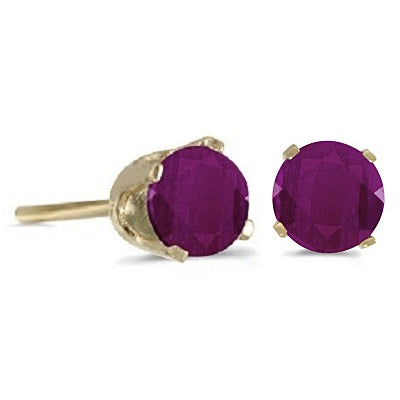1.20ct Ruby Stud Earrings July Birthstone 14k Yellow Gold
