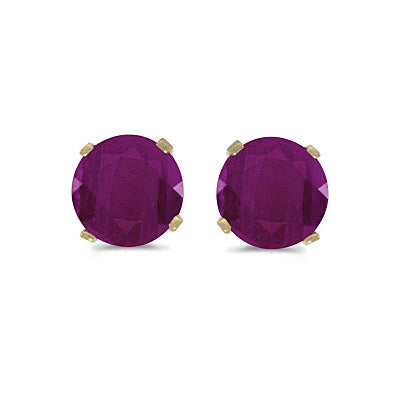 1.20ct Ruby Stud Earrings July Birthstone 14k Yellow Gold