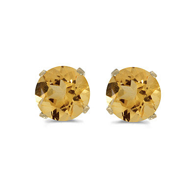 0.80ct Round Citrine Stud Earrings November Birthstone 14k Yellow Gold