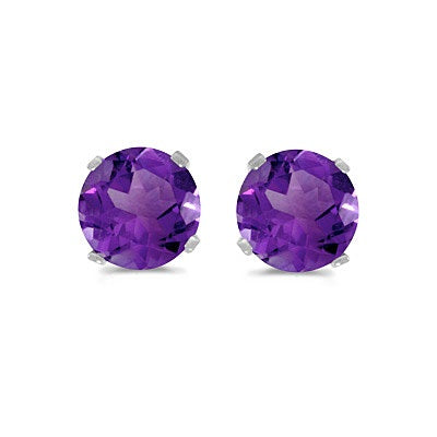 0.80ct Amethyst Stud Earrings February Birthstone 14k White Gold