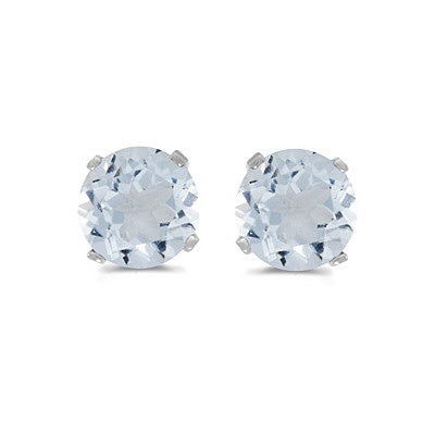 0.82ct Aquamarine Stud Earrings March Birthstone 14k White Gold
