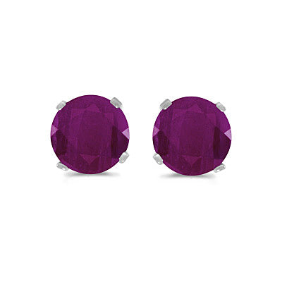 1.20ct Ruby Stud Earrings July Birthstone 14k White Gold