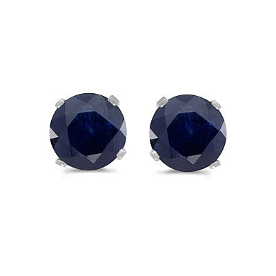 1.20ct Blue Sapphire Stud Earrings September Birthstone 14k White Gold