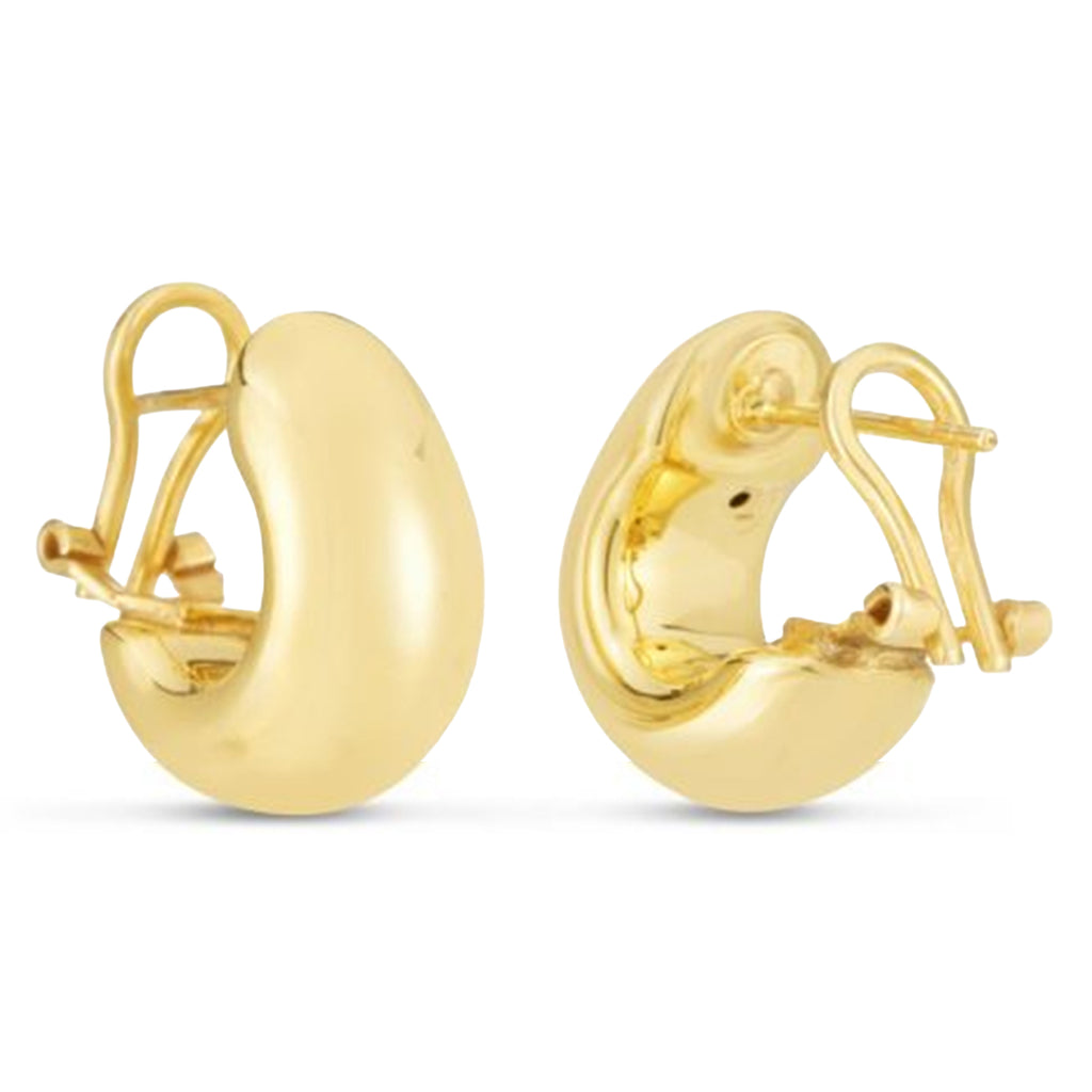 Small Omega C-Hoops Huggie Earrings 14K Yellow Gold