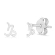 Capricorn Zodiac Stud Earrings 14K White Gold