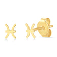 Pisces Zodiac Stud Earrings 14K Yellow Gold