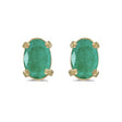 Oval Emerald Studs May Birthstone Earrings 14k Yellow Gold (0.90ct)