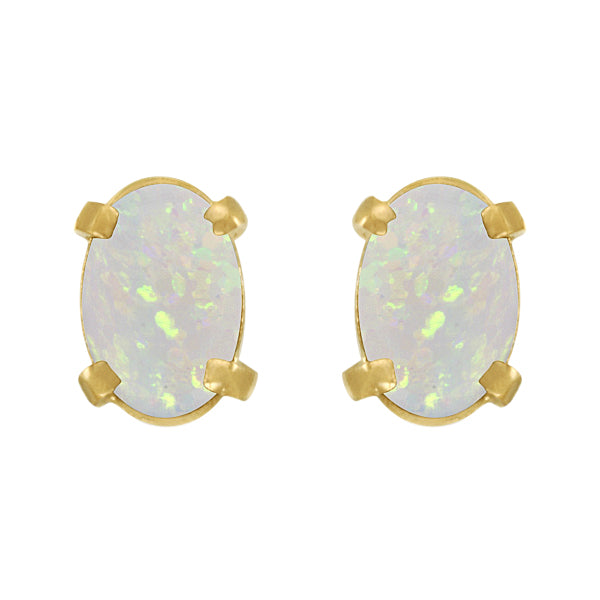 Oval-Shaped Opal Stud Earrings in 14K Yellow Gold (0.54 ct)