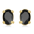 Oval Black Onyx Studs Earrings 14k Yellow Gold (0.90ct)