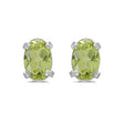 Oval Peridot Studs August Birthstone Earrings 14k White Gold (1.10ct)