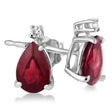 Diamond and Pear Ruby Teardrop Studs 14K White Gold (0.72tcw)