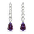 Pear Lab Alexandrite & Diamond Graduated Drop Earrings 14k White Gold (0.80ctw)