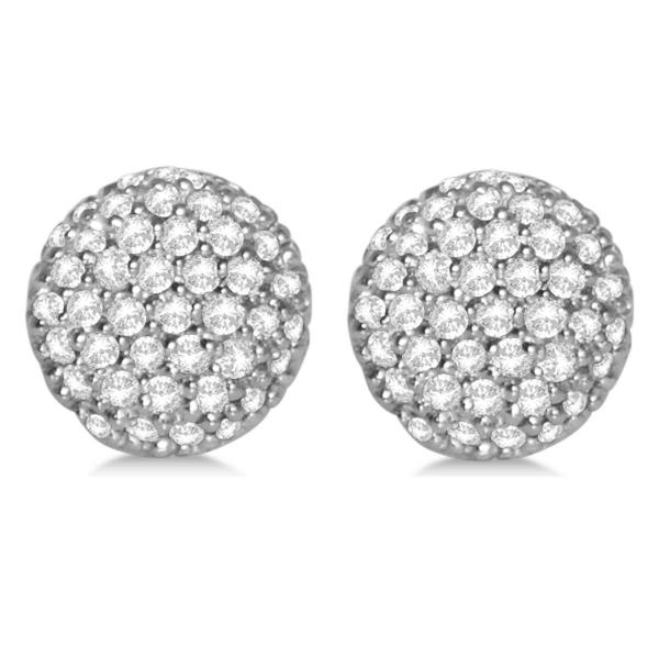 Diamond Accented Round Stud Earrings in 14k White Gold (0.25ct)