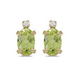 Oval Peridot and Diamond Studs Earrings 14k Yellow Gold (1.12ct)