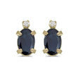 Oval Blue Sapphire and Diamond Studs Earrings 14k Yellow Gold (1.12ct)