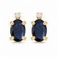 Oval Blue Sapphire and Diamond Studs Earrings 14k Yellow Gold (1.12ct)