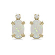 Oval Opal and Diamond Studs Earrings 14k Yellow Gold (1.12ct)