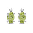 Oval Peridot and Diamond Studs Earrings 14k White Gold (1.12ct)