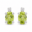 Oval Peridot and Diamond Studs Earrings 14k White Gold (1.12ct)